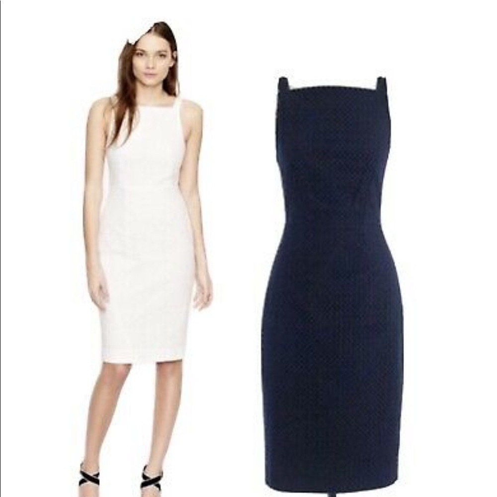 J Crew Navy Blue Eyelet Apron Midi Dress